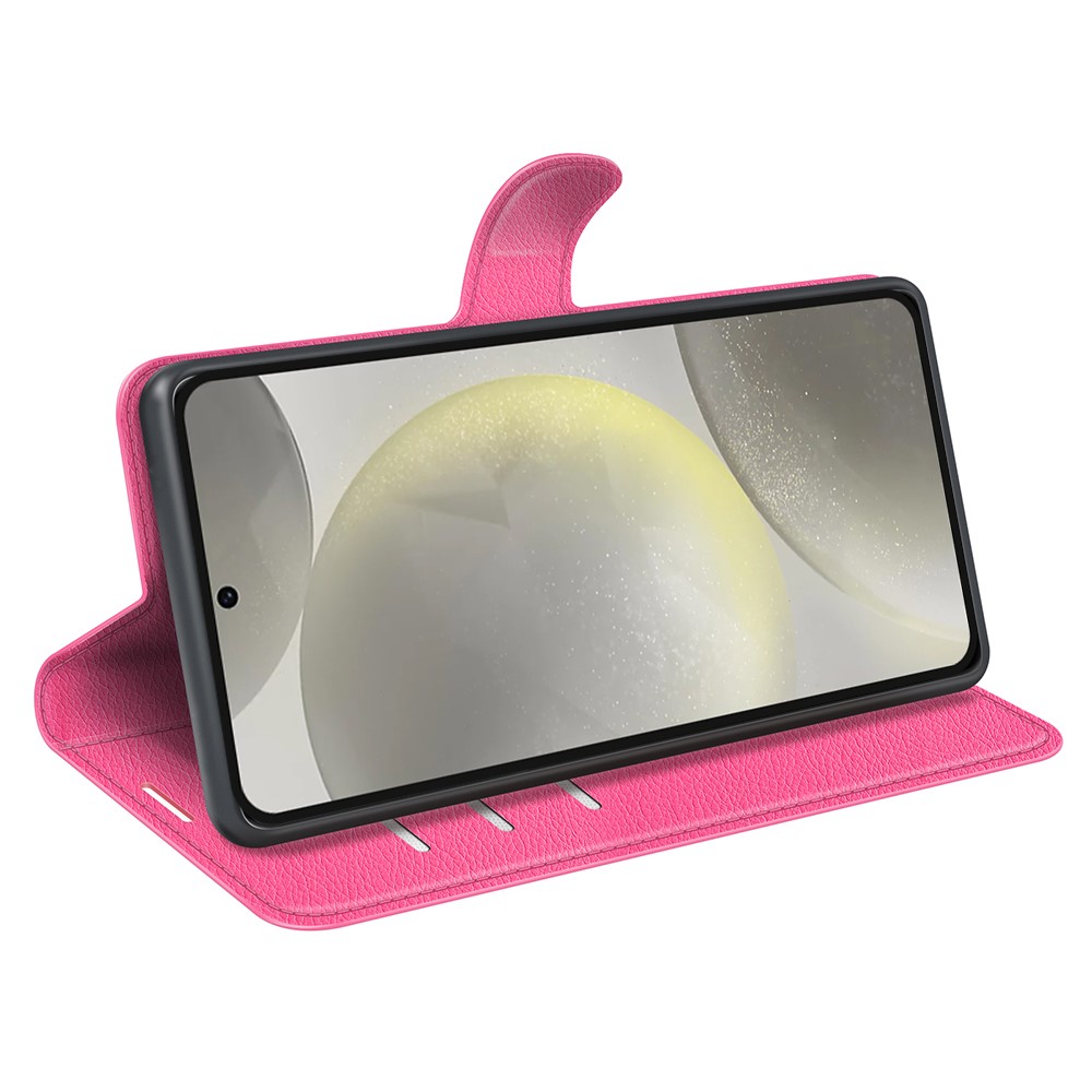  Samsung Galaxy S24 FE Fodral Litchi Läder Textur Rosa