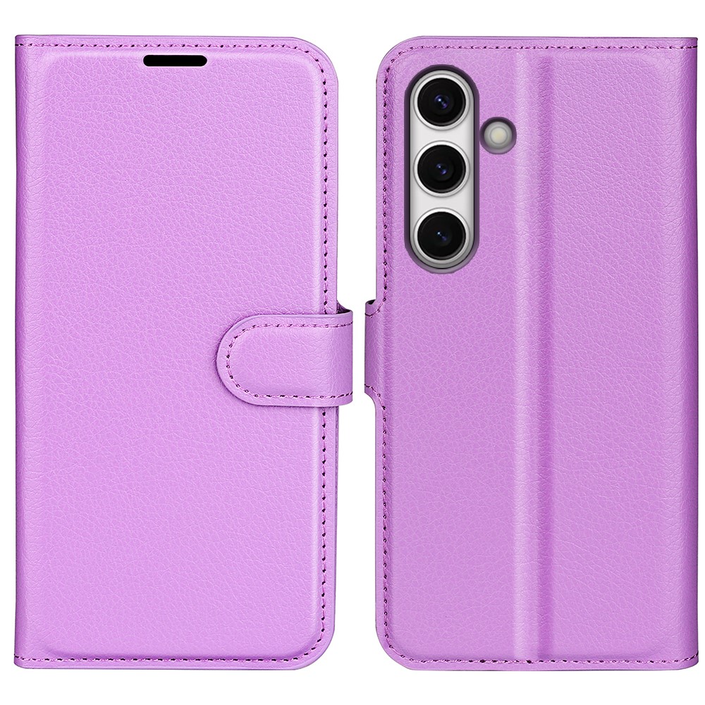 Samsung Galaxy S24 FE Fodral Litchi Läder Textur Lila