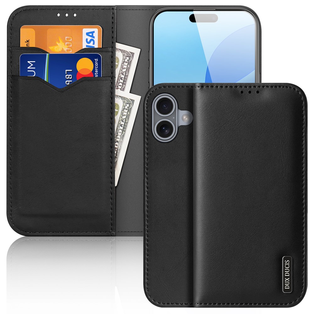 DUX DUCIS DUX DUCIS iPhone 16 Plus Fodral HIVO Äkta Läder Svart