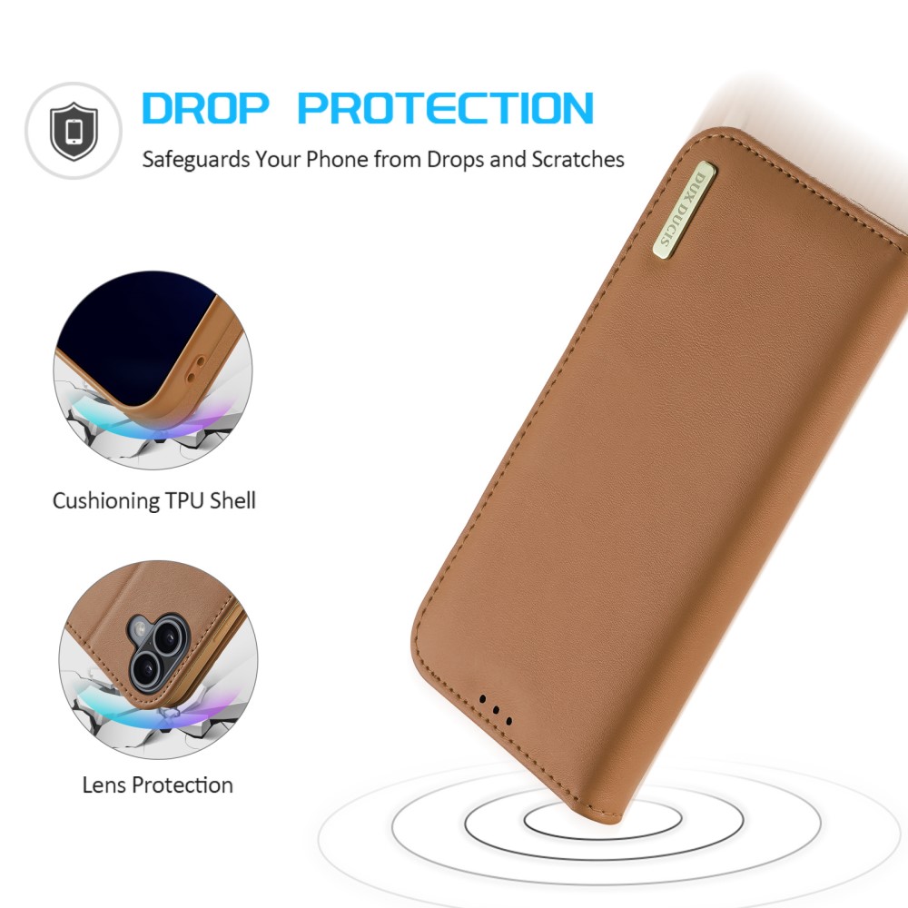 DUX DUCIS DUX DUCIS iPhone 16 Plus Fodral HIVO Äkta Läder Brun