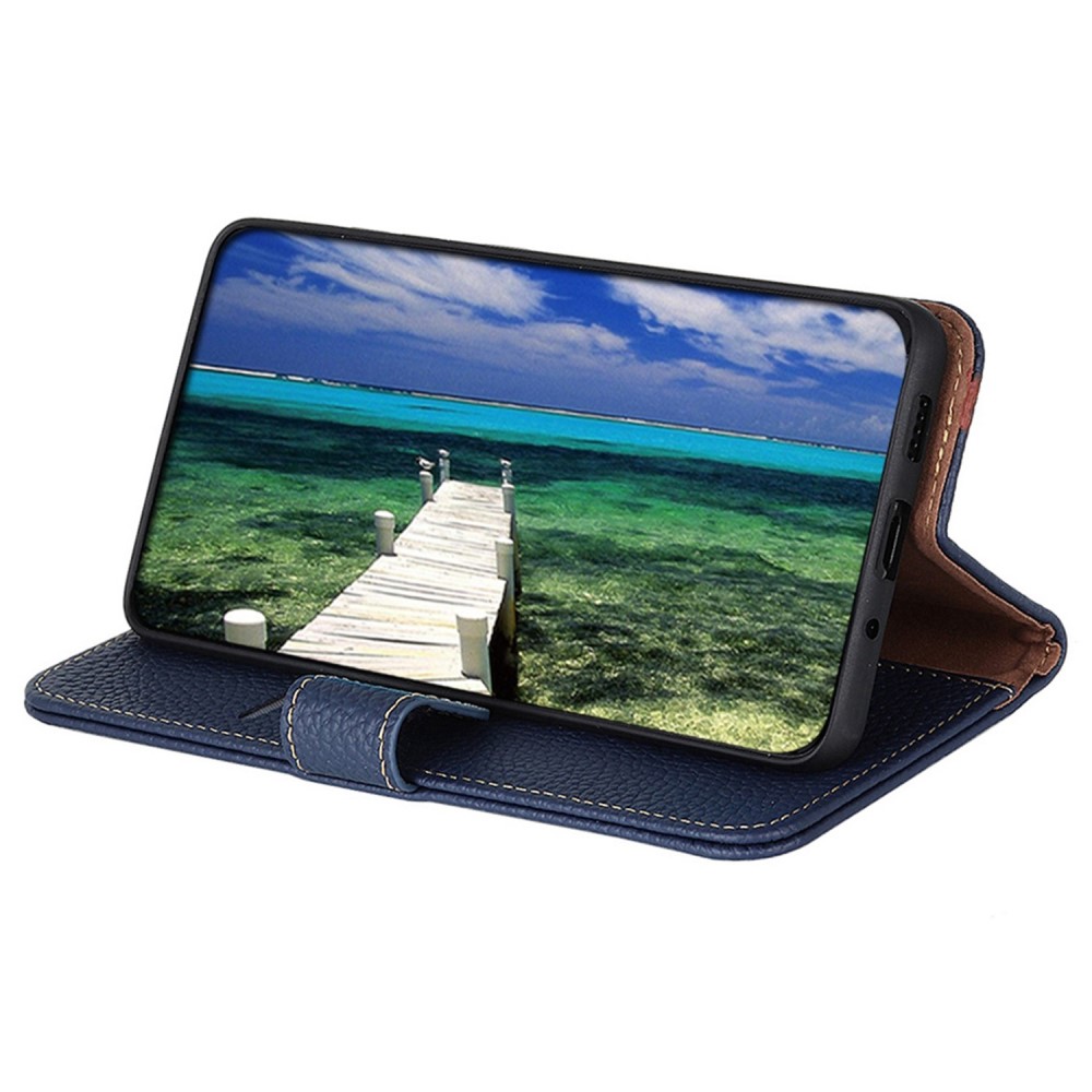 KHAZNEH KHAZNEH Samsung Galaxy S24 FE Fodral Äkta Läder Mörk Blå