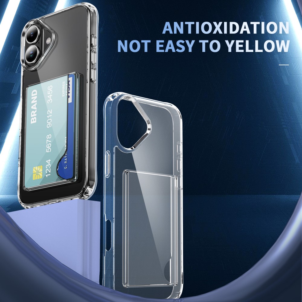  iPhone 16 Skal Med Kortfack Shockproof TPU Transparent