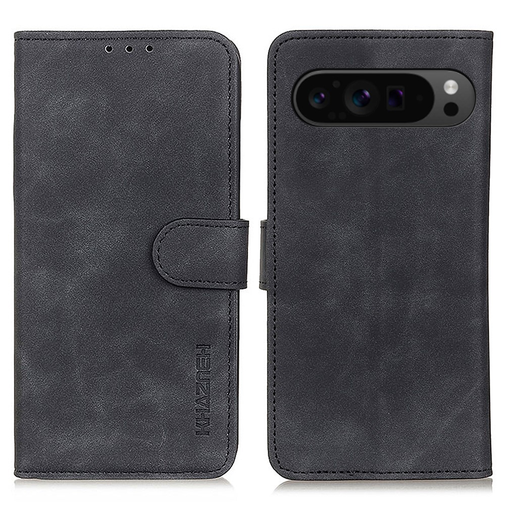 KHAZNEH KHAZNEH Google Pixel 9 Pro XL Fodral Retro Läder Svart