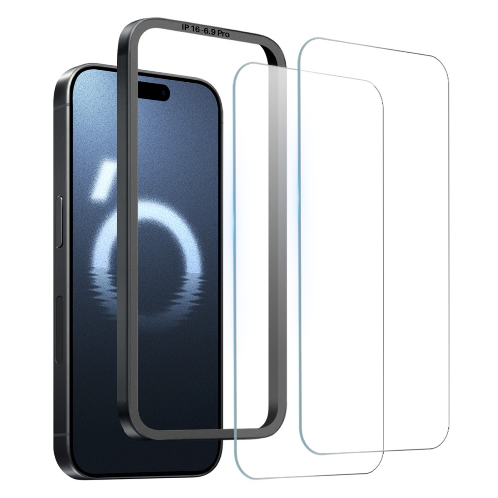 NORTHJO NORTHJO iPhone 16 Pro Max Skärmskydd Härdat Glas 2-PACK inkl. Ram
