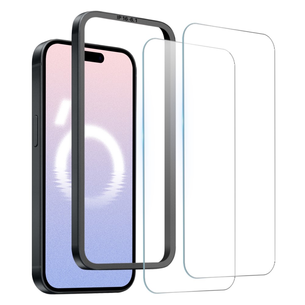 NORTHJO NORTHJO iPhone 16 Skärmskydd Härdat Glas 2-PACK inkl. Ram