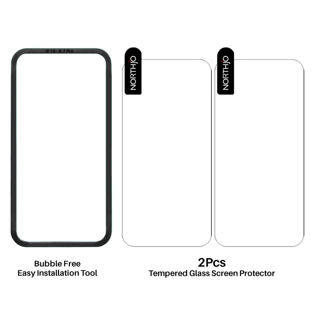 NORTHJO NORTHJO iPhone 16 Skärmskydd Härdat Glas 2-PACK inkl. Ram