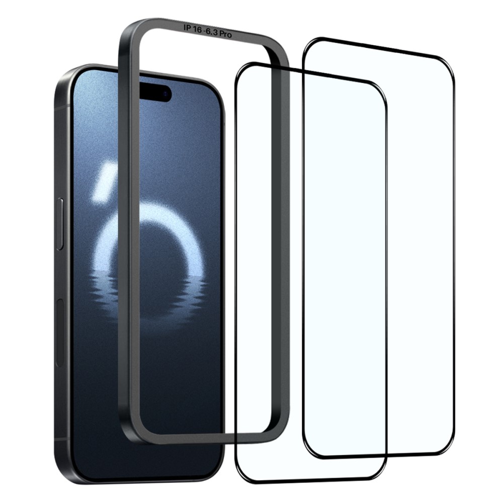 NORTHJO NORTHJO iPhone 16 Pro Skärmskydd Heltäckande 2-PACK inkl. Ram