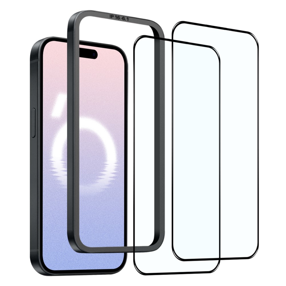 NORTHJO NORTHJO iPhone 16 Skärmskydd Heltäckande 2-PACK inkl. Ram