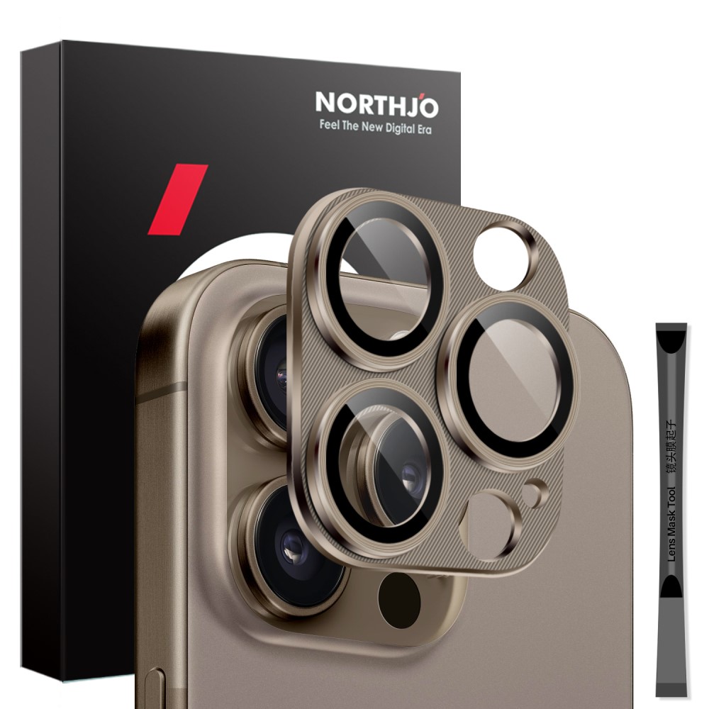 NORTHJO NORTHJO iPhone 16 Pro/16 Pro Max Linsskydd Brun