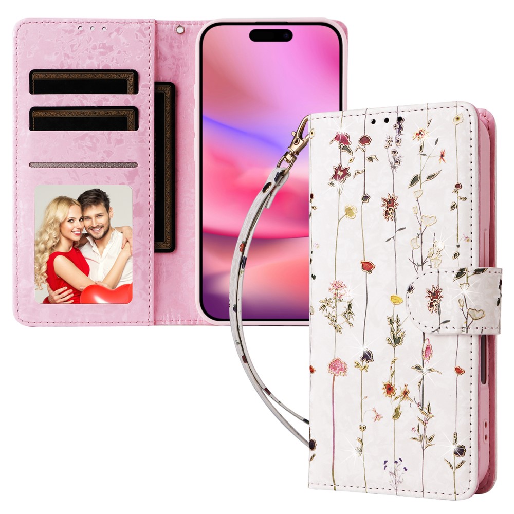  iPhone 16 Fodral Med Tryck Små Blommor RFID