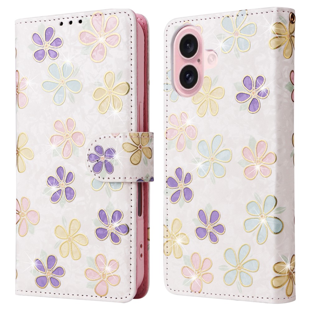  iPhone 16 Fodral Med Tryck Färgglada Blommor RFID