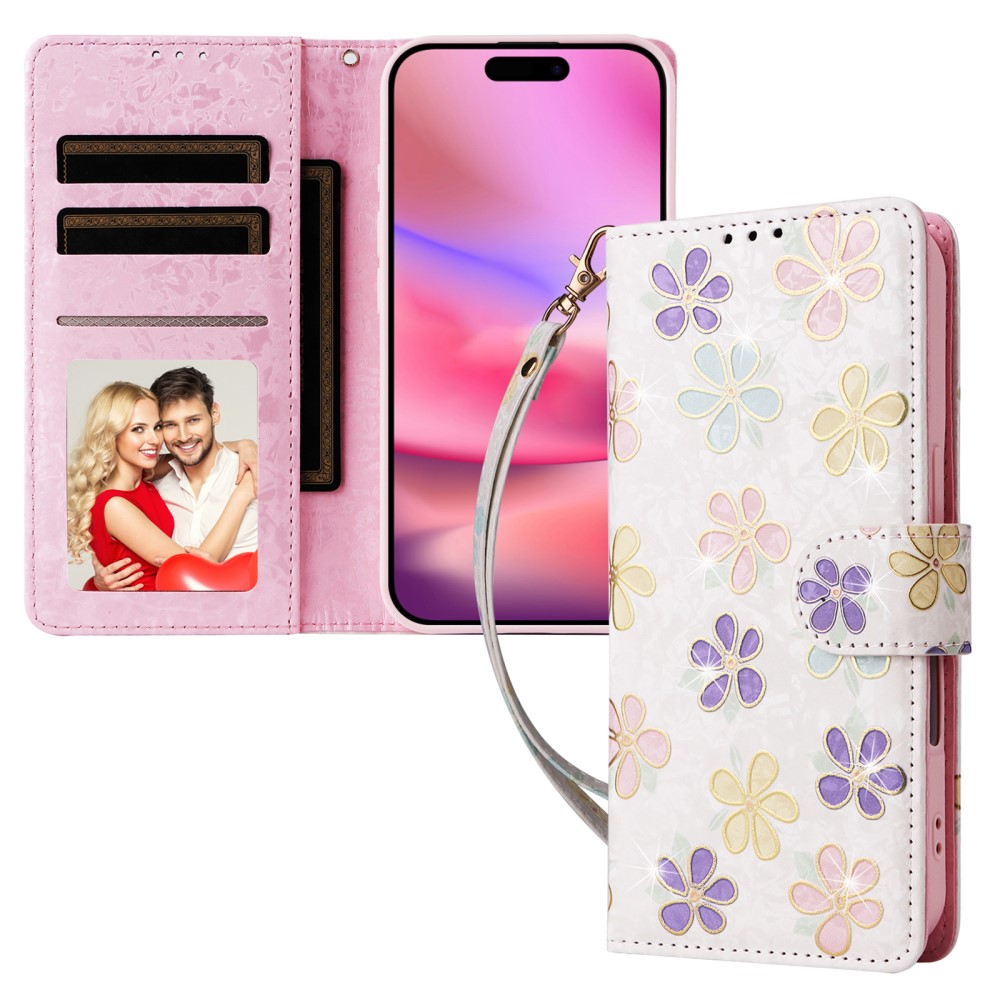  iPhone 16 Fodral Med Tryck Färgglada Blommor RFID