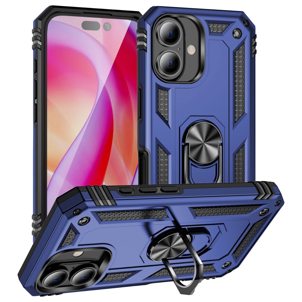  iPhone 16 Skal Shockproof Hybrid Ring Blå