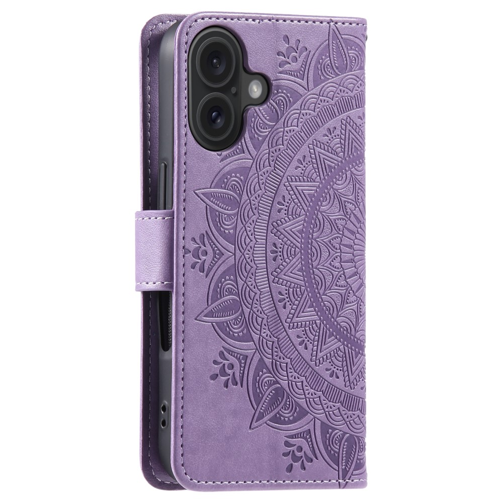  iPhone 16 Fodral Mandala Läder Lila