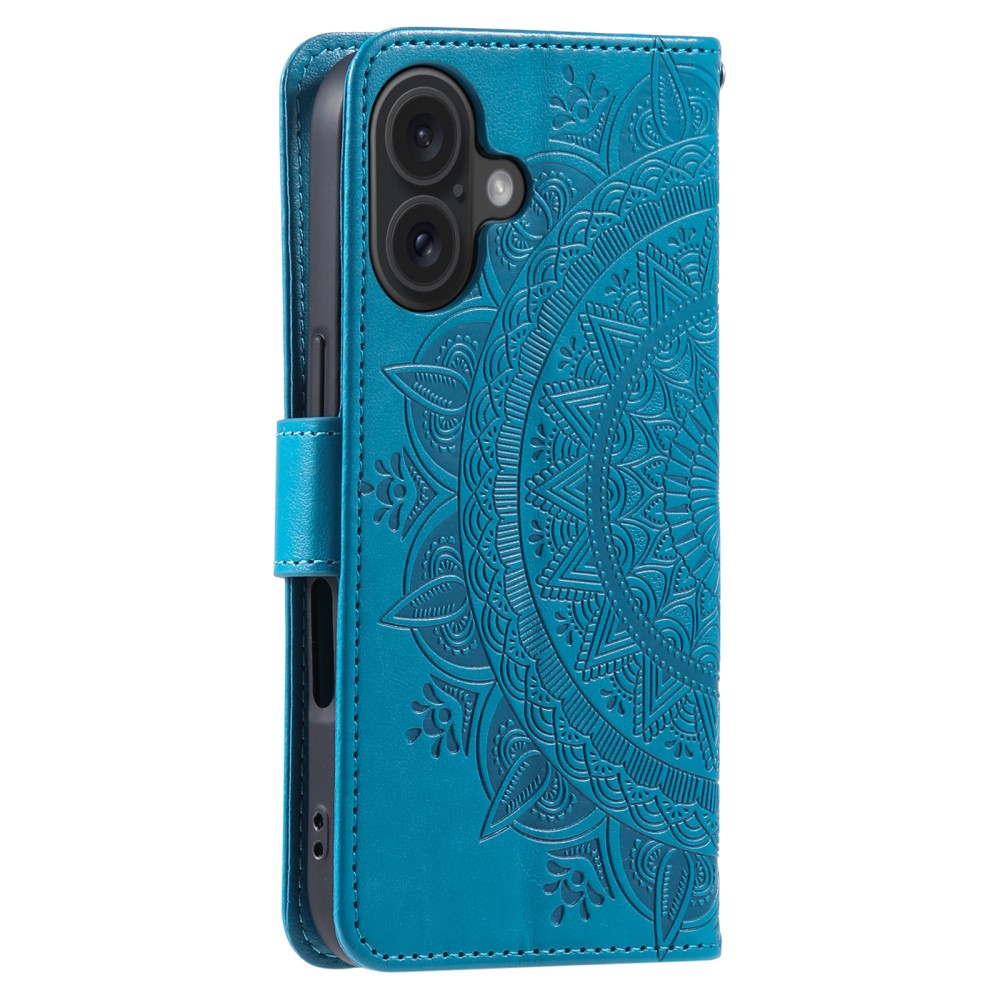  iPhone 16 Fodral Mandala Läder Blå