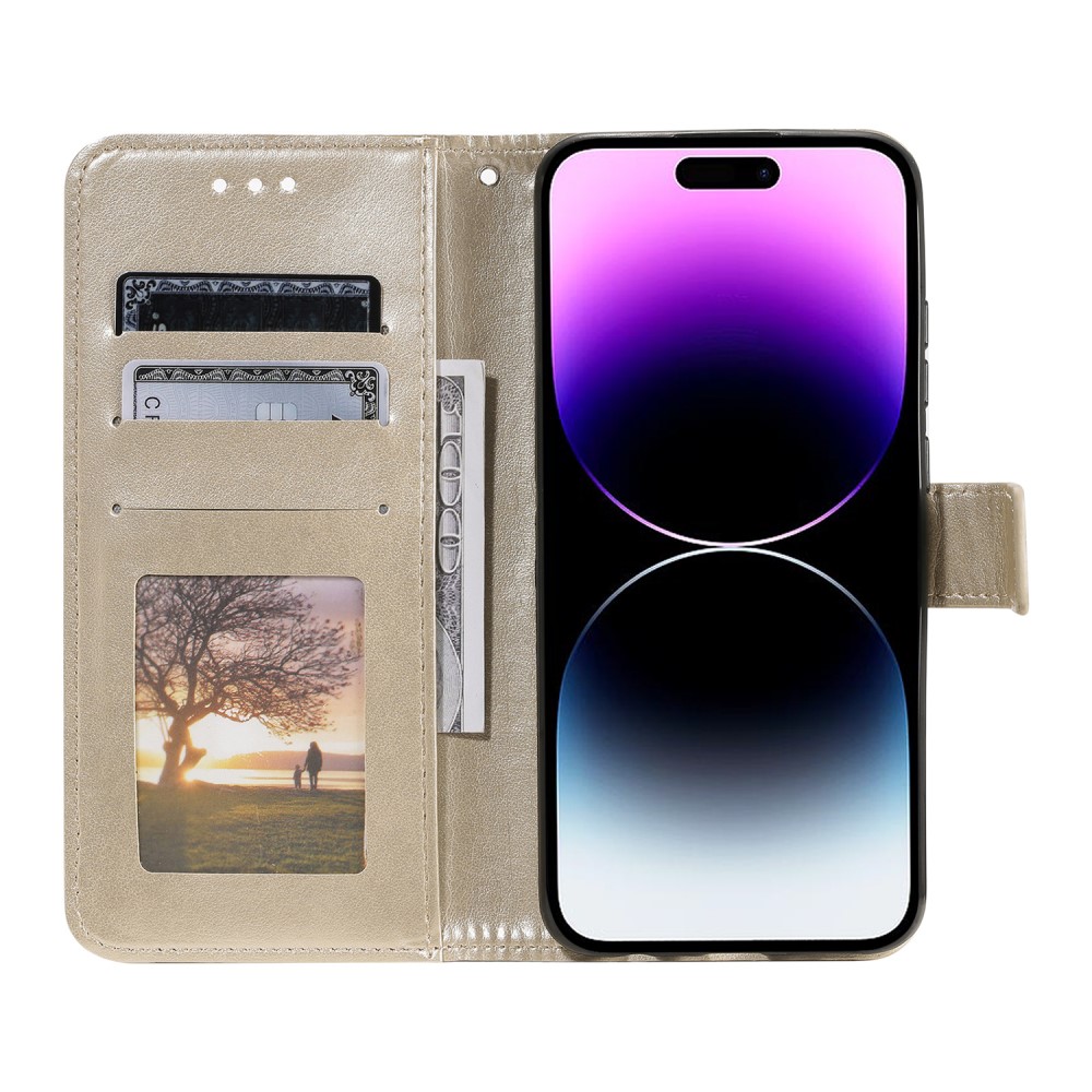  iPhone 16 Fodral Mandala Läder Guld
