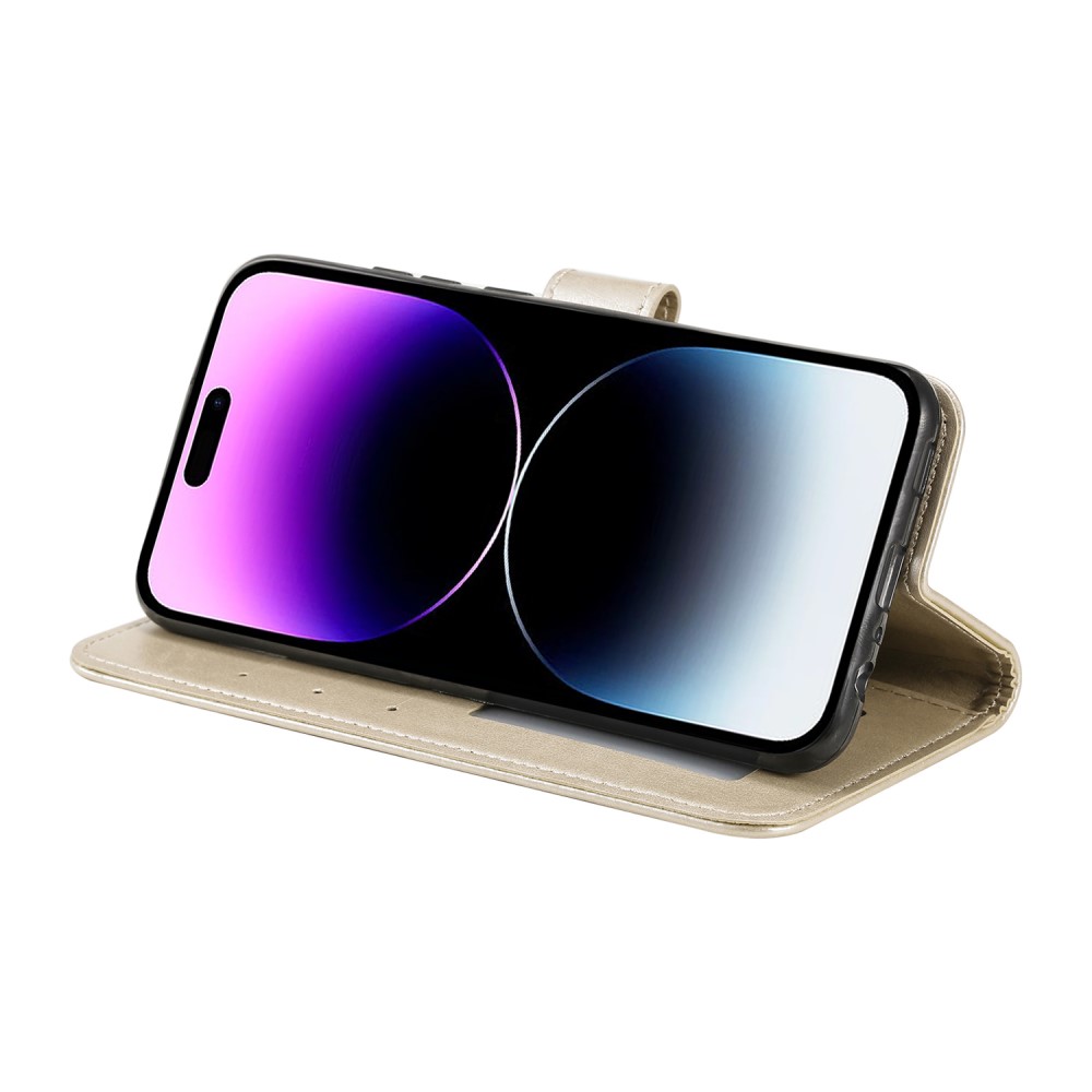  iPhone 16 Fodral Mandala Läder Guld