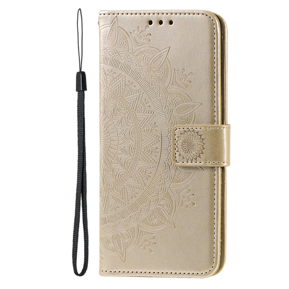  iPhone 16 Fodral Mandala Läder Guld