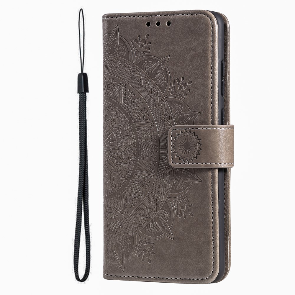  iPhone 16 Fodral Mandala Läder Grå