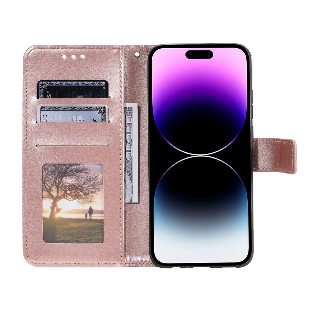  iPhone 16 Fodral Mandala Läder Roséguld