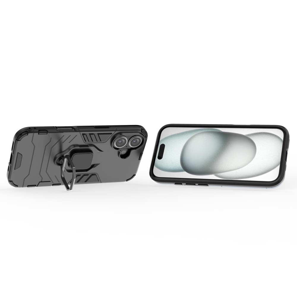  iPhone 16 Skal Hybrid Ring Armor Svart