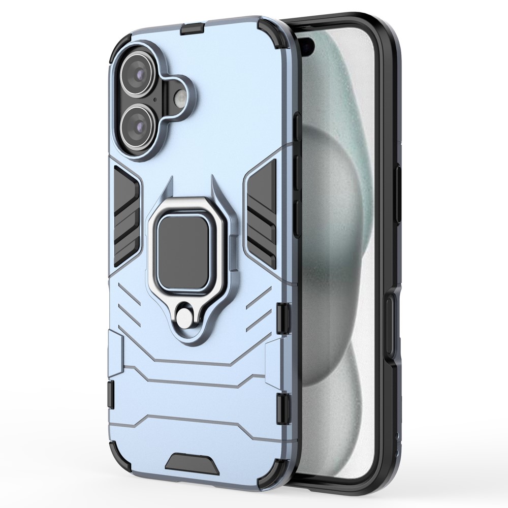  iPhone 16 Skal Hybrid Ring Armor Blå