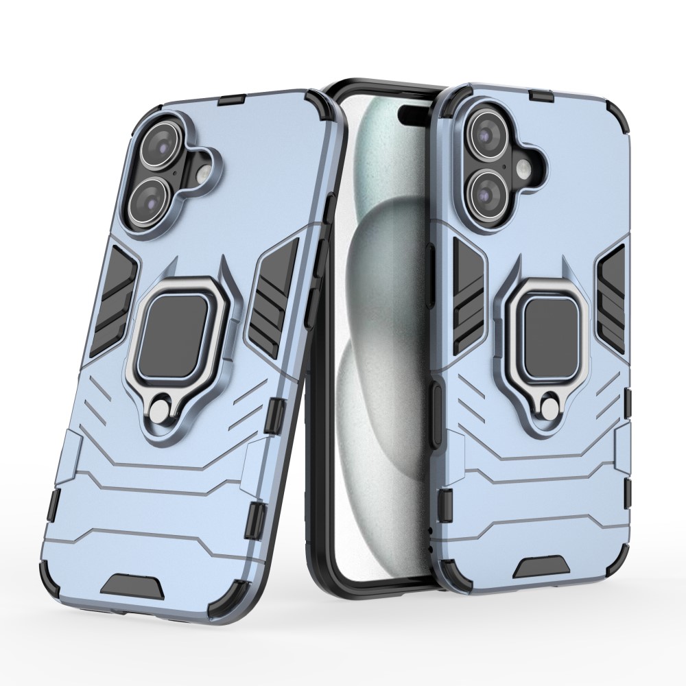  iPhone 16 Skal Hybrid Ring Armor Blå