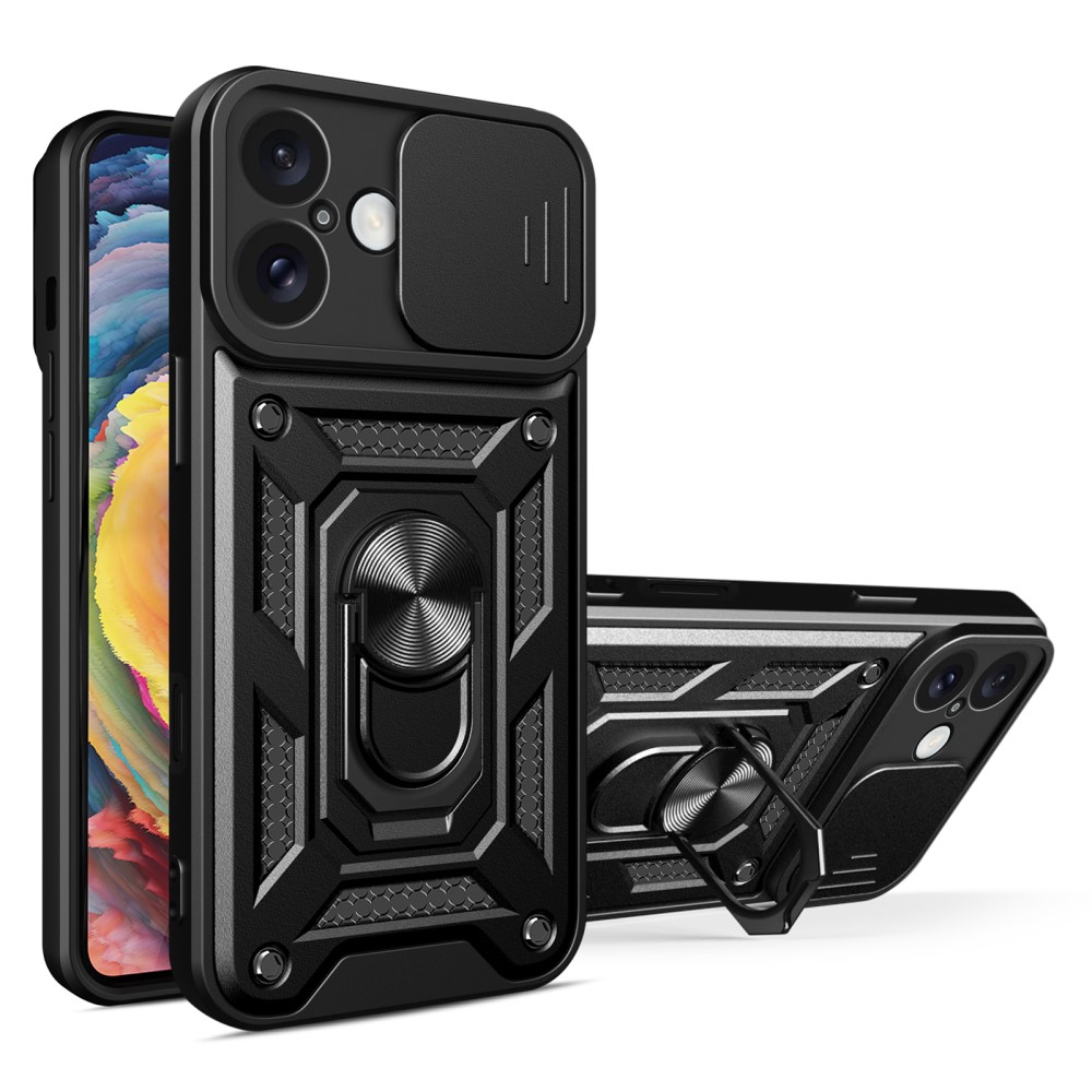  iPhone 16 Skal CamShield Ring Hybrid Svart