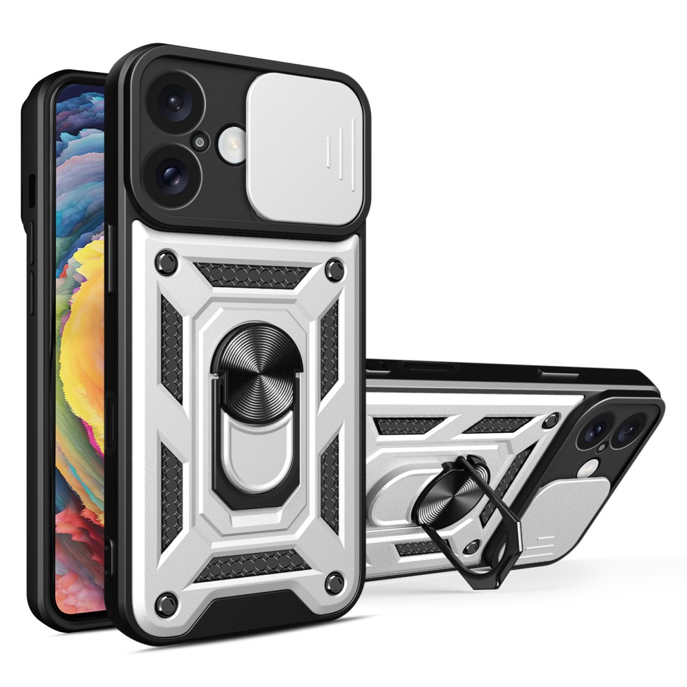  iPhone 16 Skal CamShield Ring Hybrid Silver