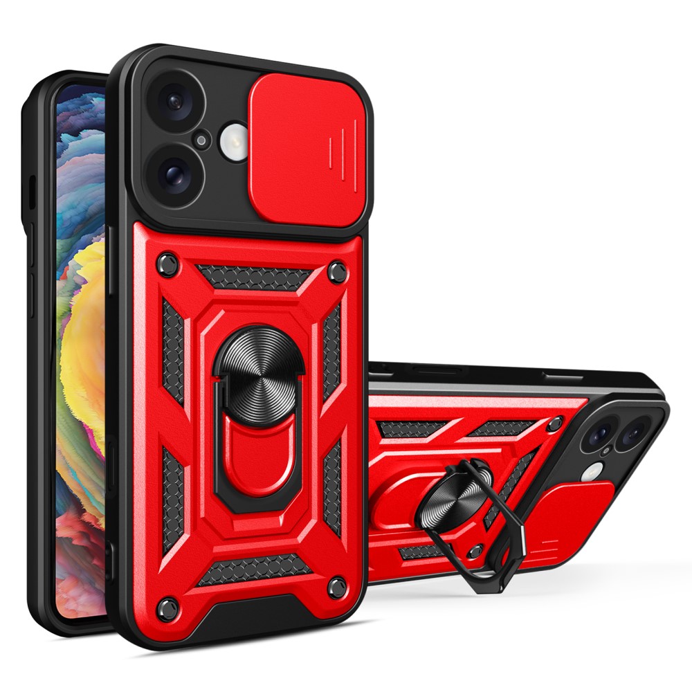  iPhone 16 Skal CamShield Ring Hybrid Röd