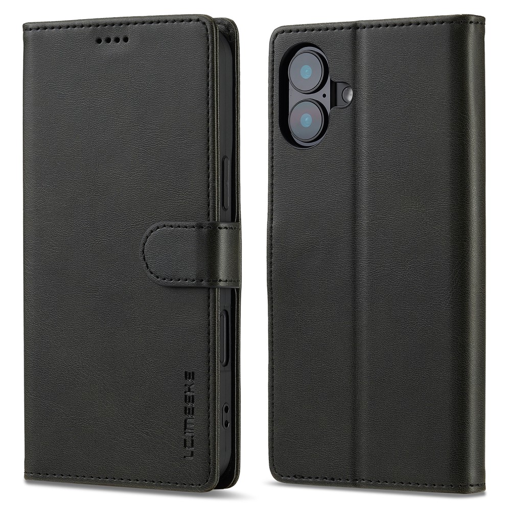 LC.IMEEKE LC.IMEEKE iPhone 16 Fodral Läder Svart