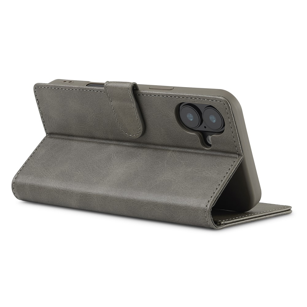 LC.IMEEKE LC.IMEEKE iPhone 16 Fodral Läder Grå