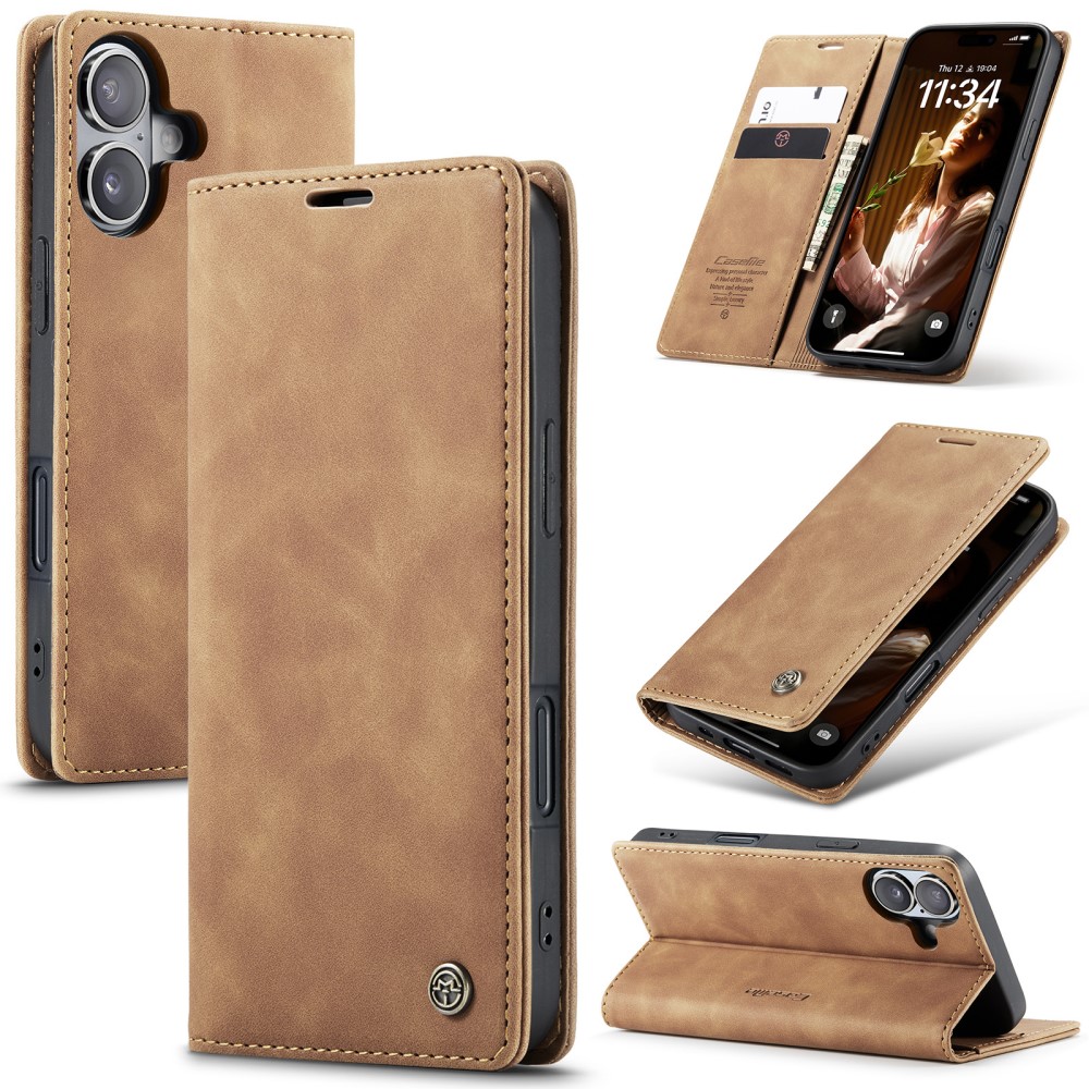 CASEME CASEME iPhone 16 Fodral Flip Läder Brun