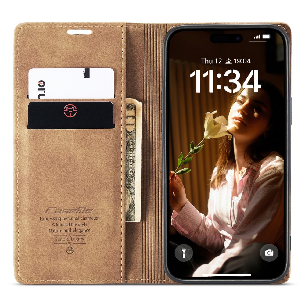 CASEME CASEME iPhone 16 Fodral Flip Läder Brun