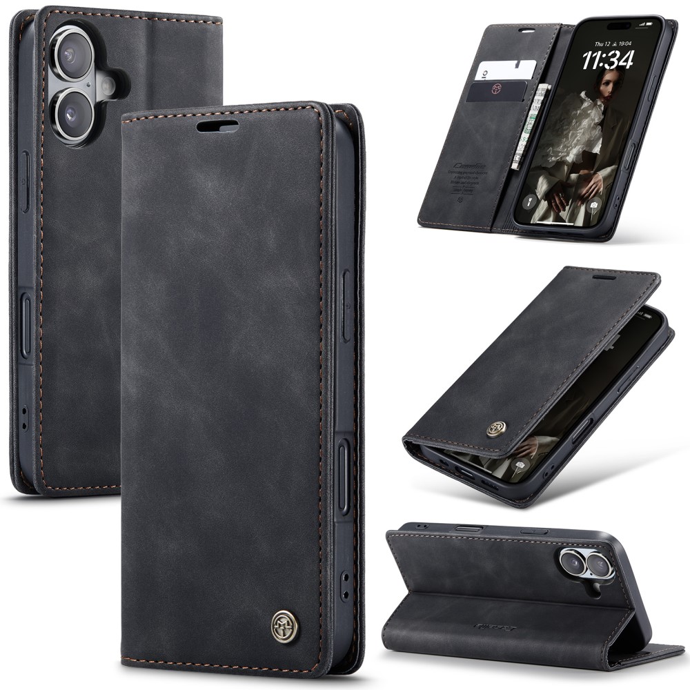 CASEME CASEME iPhone 16 Fodral Flip Läder Svart