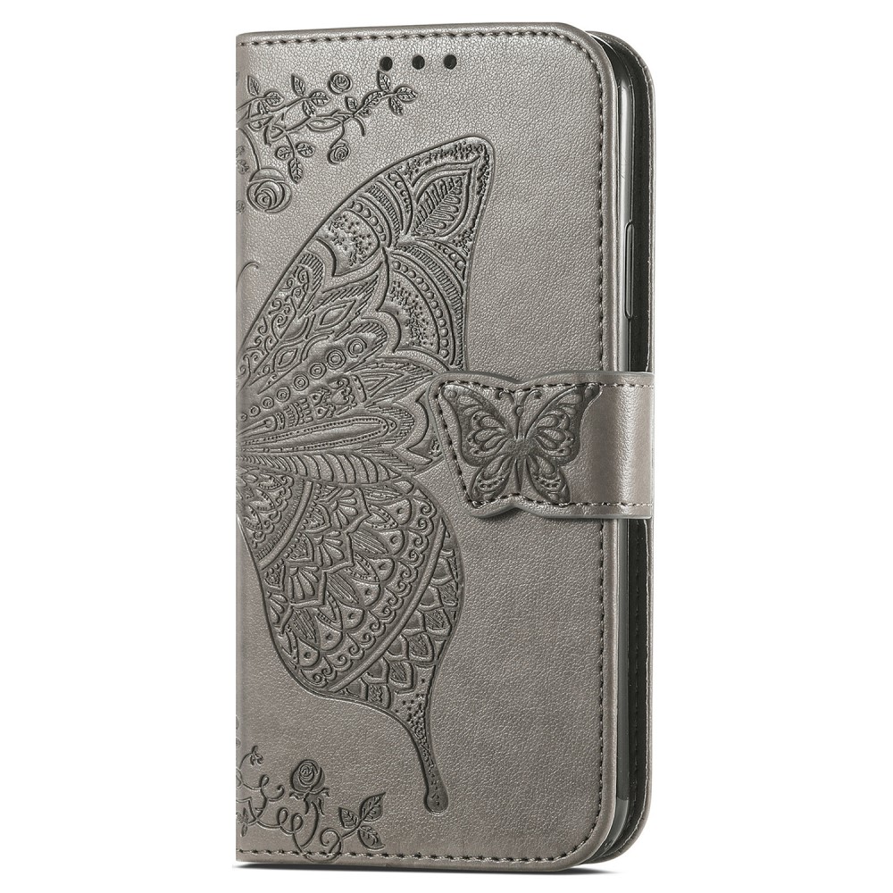  iPhone 16 Fodral Fjäril Tryck Grå