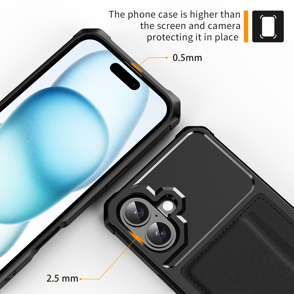  iPhone 16 Skal Med Korthållare Svart