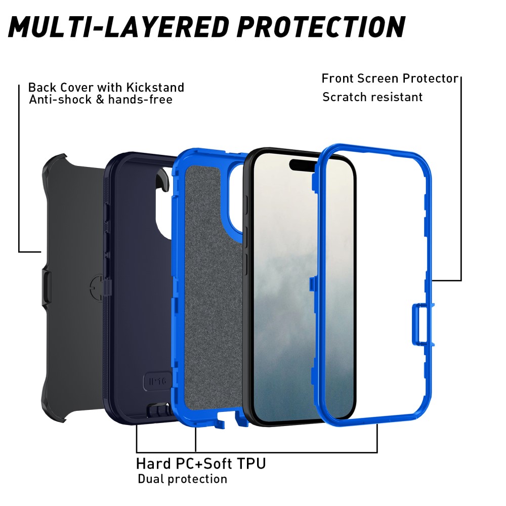  iPhone 16 Skal Extreme Shockproof Hybrid Mörk Blå