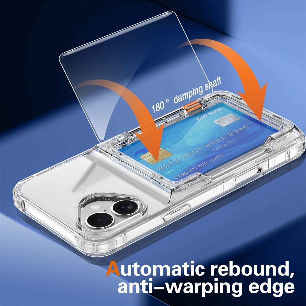  iPhone 16 Plus Skal Kickstand Med Korthållare Transparent
