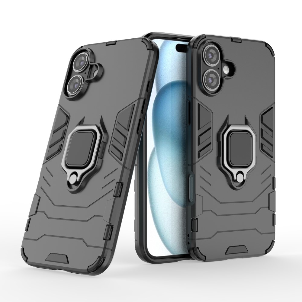  iPhone 16 Plus Skal Hybrid Armor Ring Svart