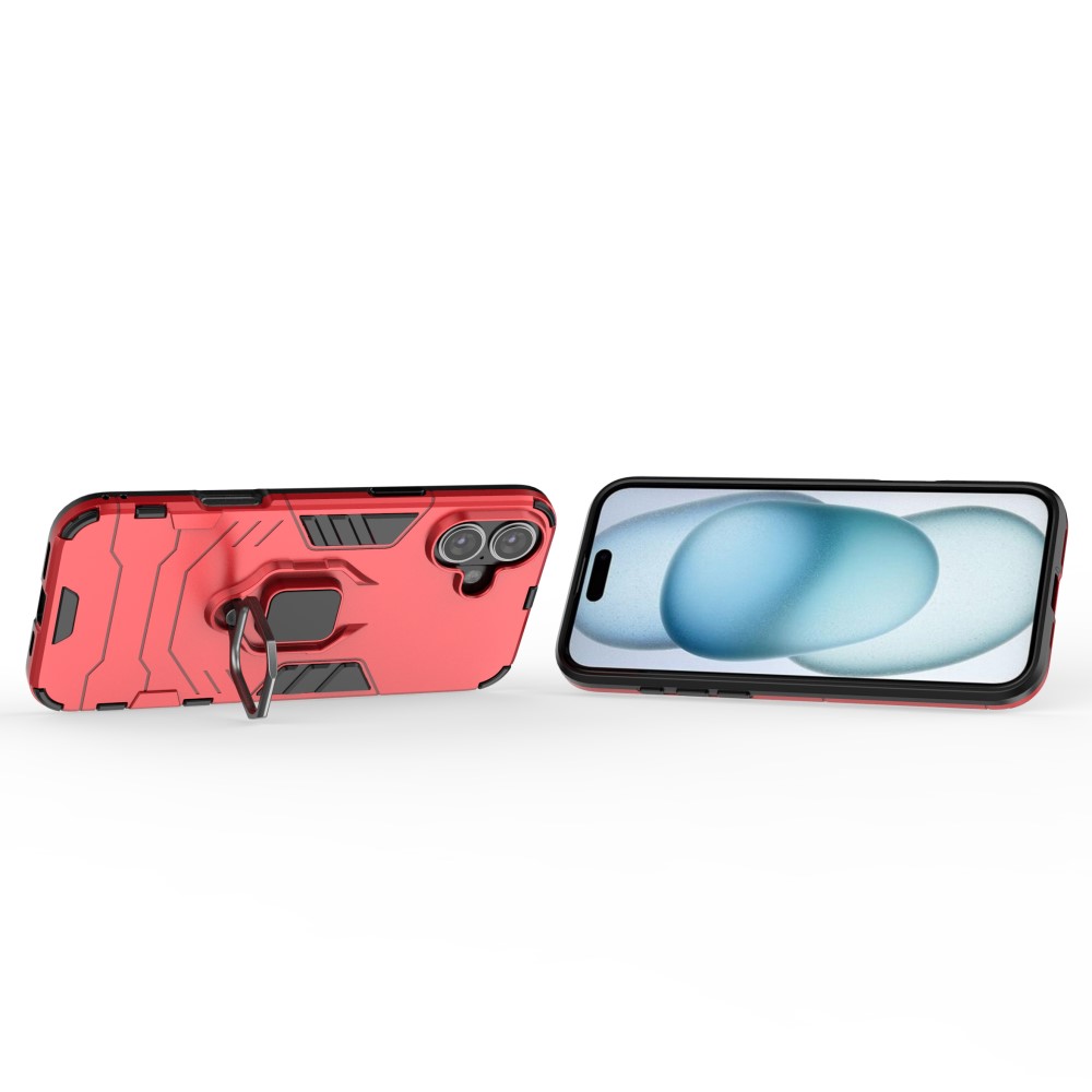  iPhone 16 Plus Skal Hybrid Armor Ring Röd