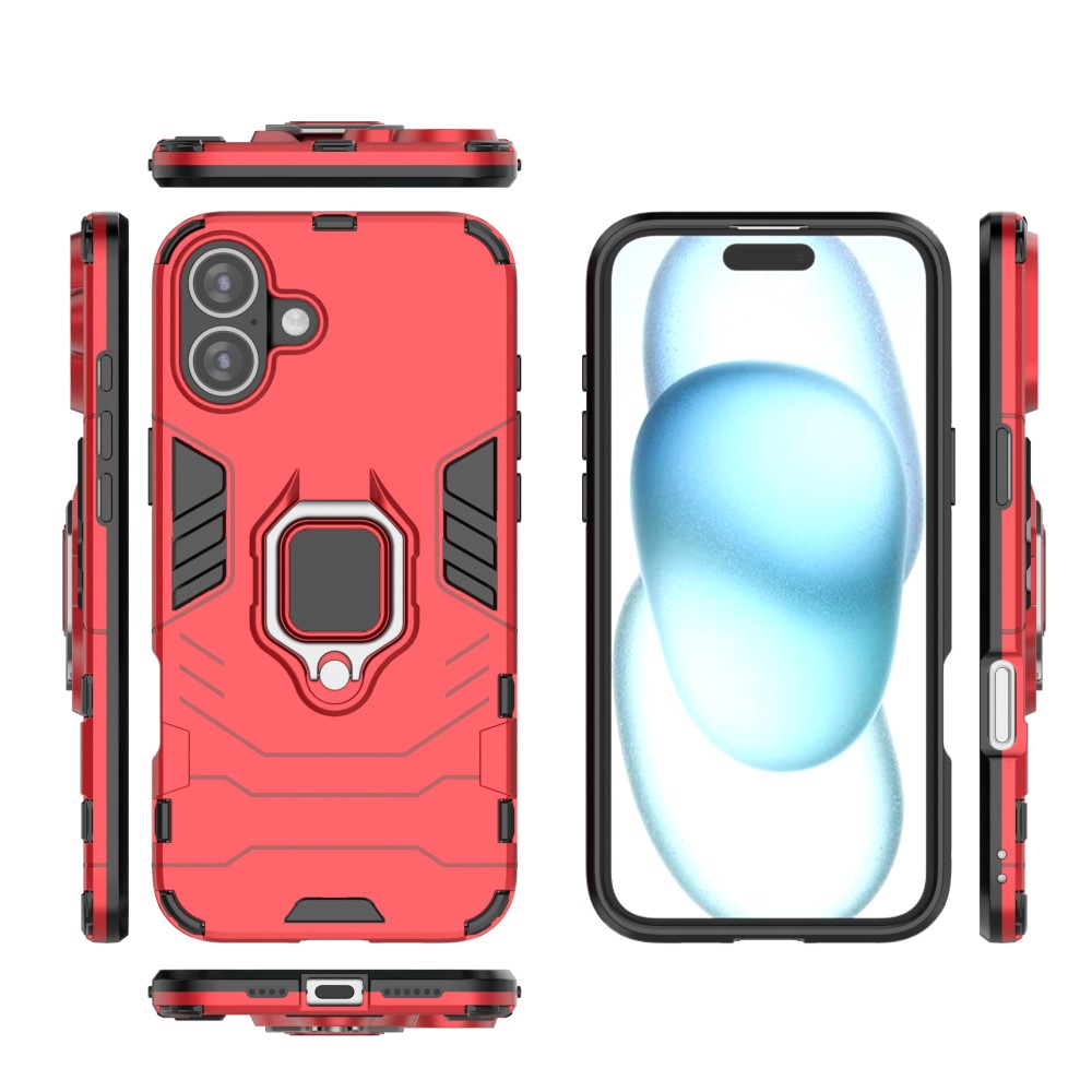  iPhone 16 Plus Skal Hybrid Armor Ring Röd