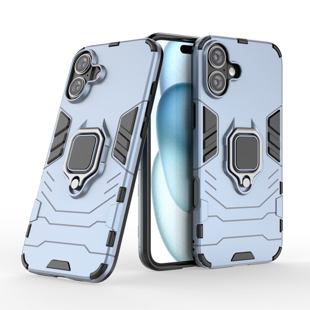  iPhone 16 Plus Skal Hybrid Armor Ring Blå