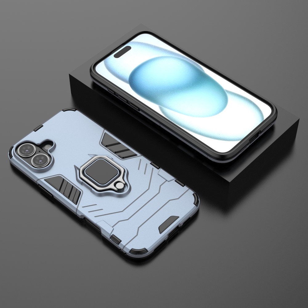  iPhone 16 Plus Skal Hybrid Armor Ring Blå