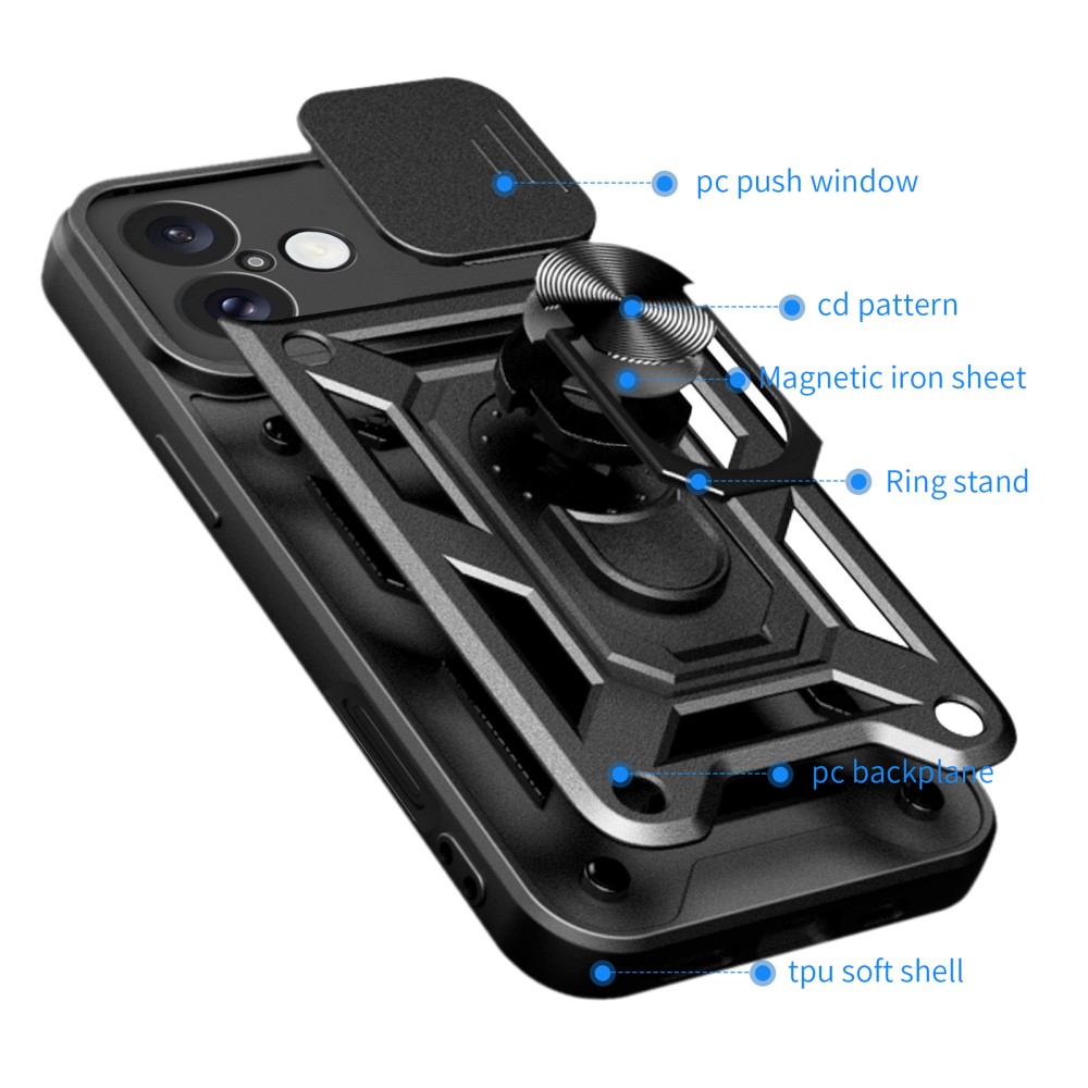  iPhone 16 Plus Skal CamShield Ring Hybrid Silver