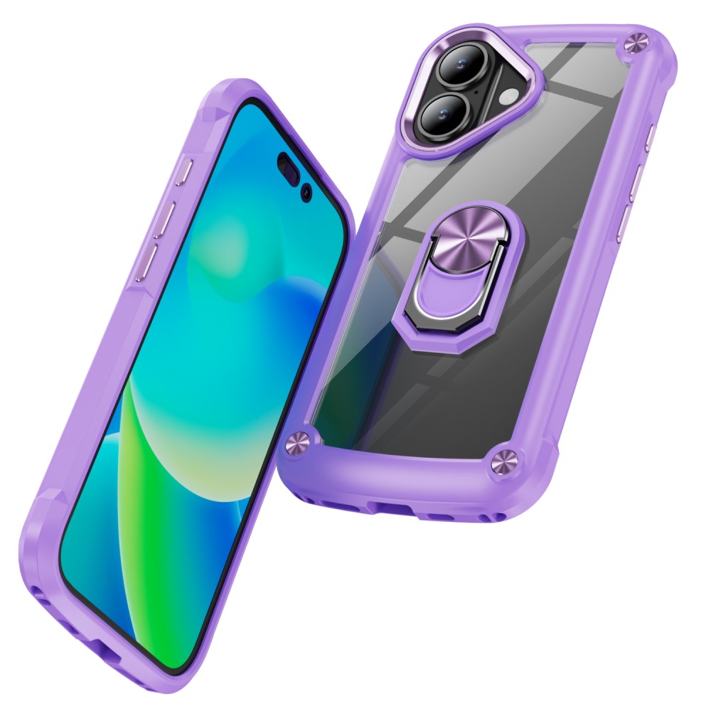  iPhone 16 Plus Skal Shockproof Ring Hybrid Lila