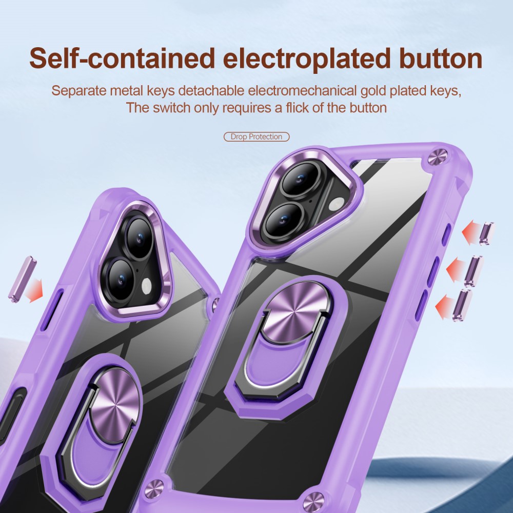  iPhone 16 Plus Skal Shockproof Ring Hybrid Lila