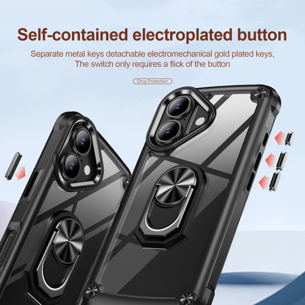  iPhone 16 Plus Skal Shockproof Ring Hybrid Svart