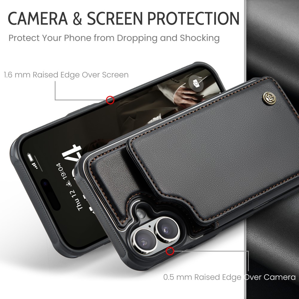CASEME CASEME iPhone 16 Plus Skal RFID Kickstand Plånbok Svart