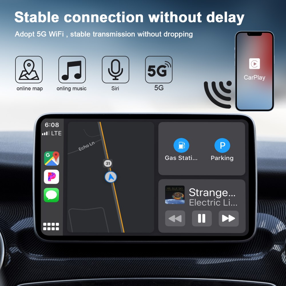  Trådlös CarPlay Adapter För Trådbundna CarPlay Bilar Vit